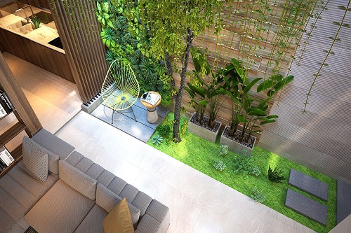 Sân vườn nhà ống hiện đại: Đơn giản, tinh tế và sang trọng